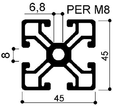 profilo in alluminio modulare 45x45