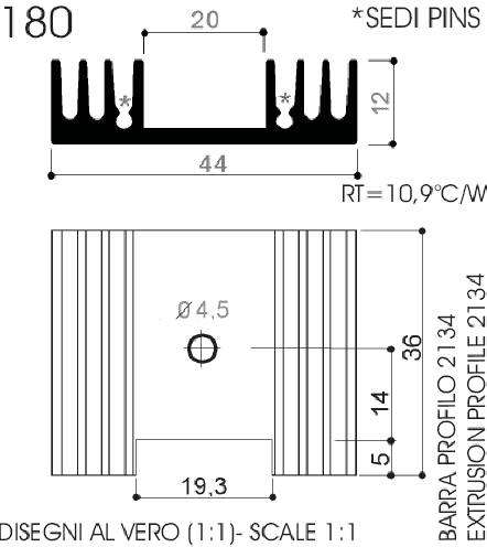 Dissipatori di calore in alluminio per componenti TO-220