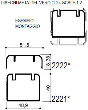 cod. art. FM2221-2222 : profilo in alluminio speciale