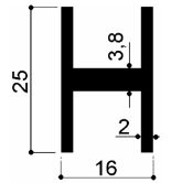 cod. art. FM2229 : profilo in alluminio ad H