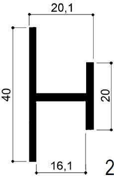 cod. art. FM2230 : profilo in alluminio ad H