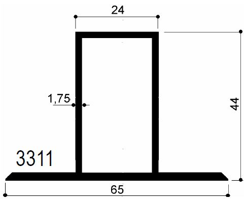 cod. art. FM3311 : profilo in alluminio speciale