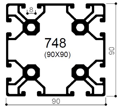 profilo in alluminio modulare cod 748