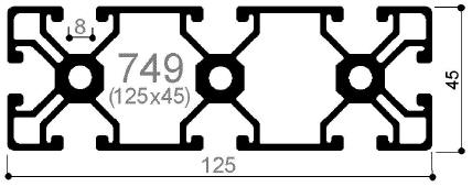 profilo in alluminio modulare cod 749