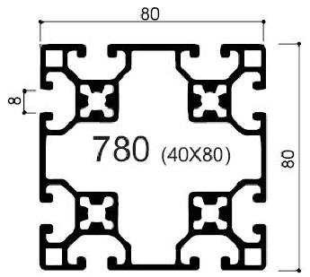 profilo in alluminio modulare cod 780