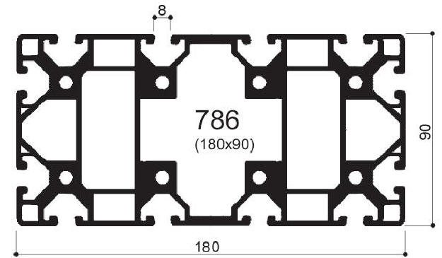 profilo in alluminio modulare cod 786