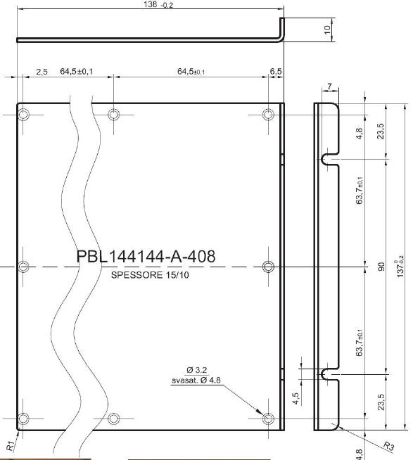 pannello a L standard in alluminio per art.96192