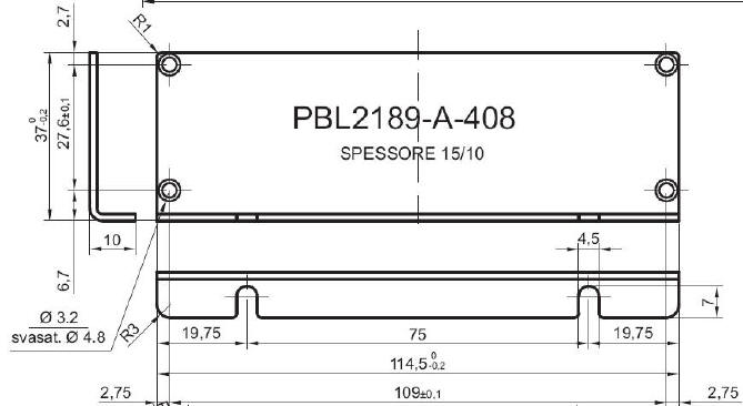 pannello a L standard in alluminio per art.2189