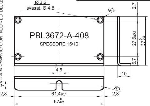 pannello a L standard in alluminio per art.3672