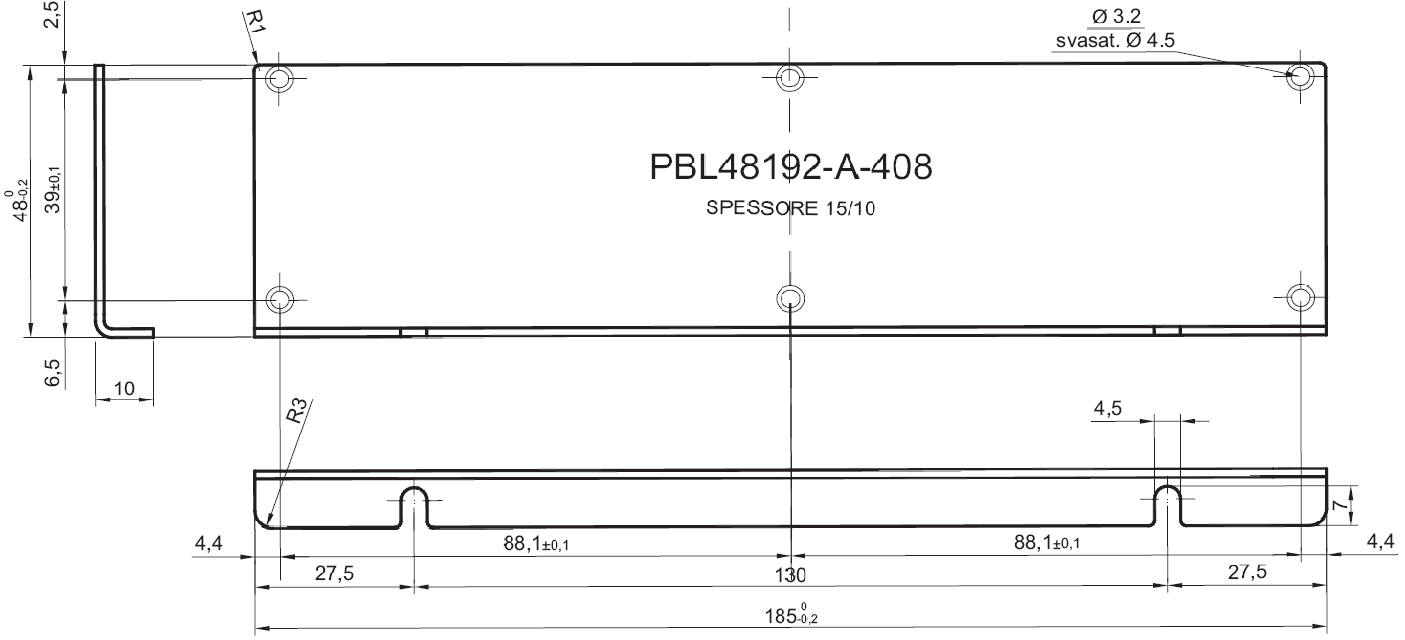 pannello a L standard in alluminio per art.48192