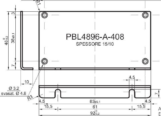 pannello a L standard in alluminio per art.4896