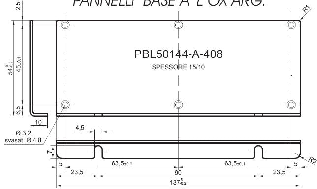 pannello a L standard in alluminio per art.50144