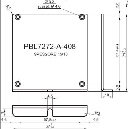 pannello a L standard in alluminio per art.7272