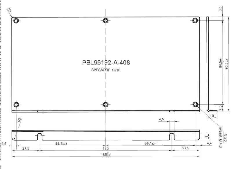 pannello a L standard in alluminio per art.96192