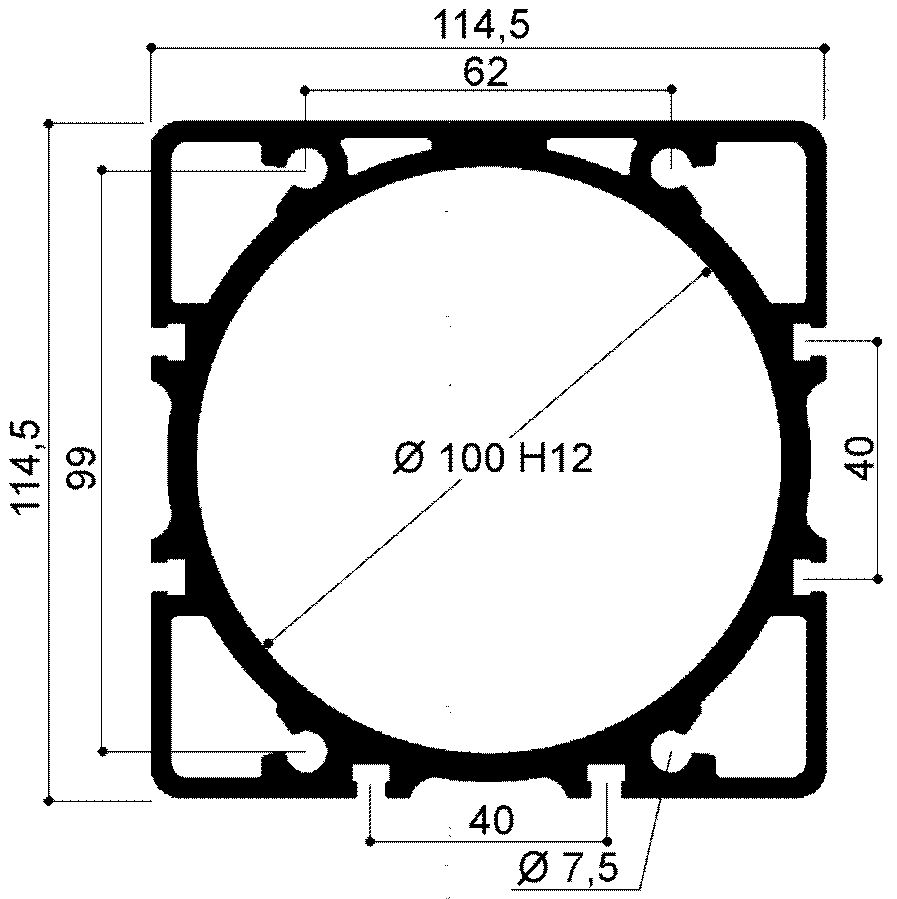 camicia in alluminio per cilindro pneumatico  UNITOP alesaggio 100