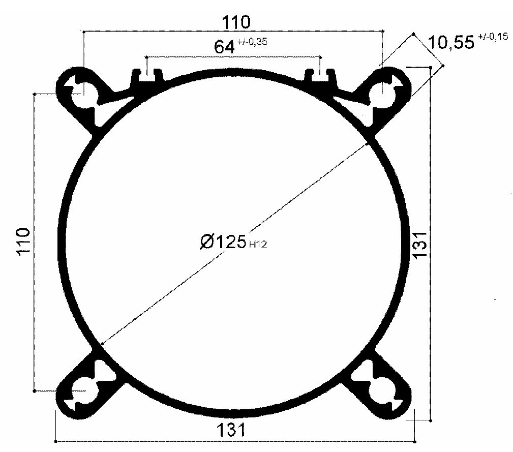 tubo diametro 125mm per la realizzazione di cilindri pneumatici