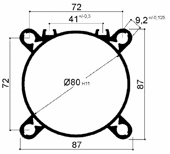 profilo diametro 80 per la realizzazione di cilindri pneumatici light