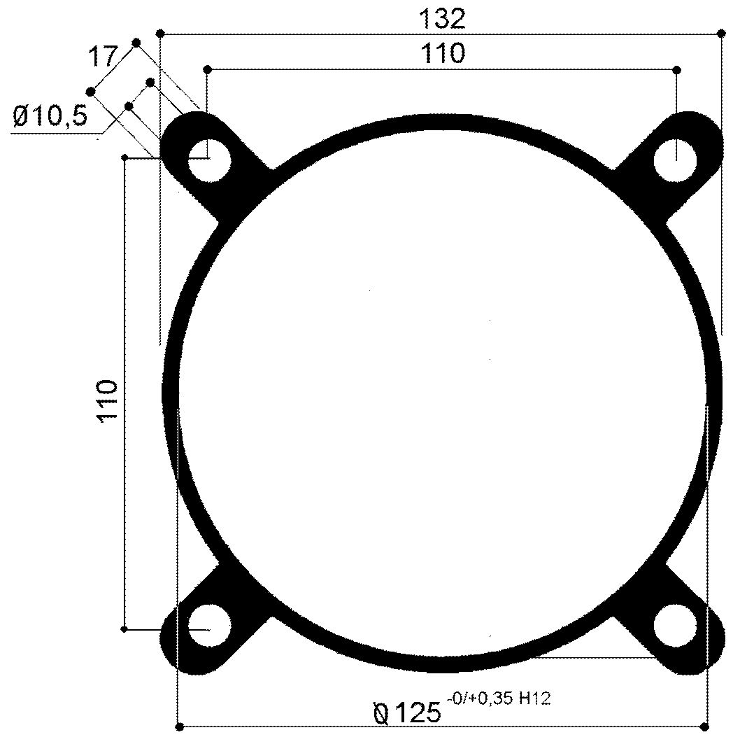 cilindri pneumatici diametro 125mm: profilo in alluminio