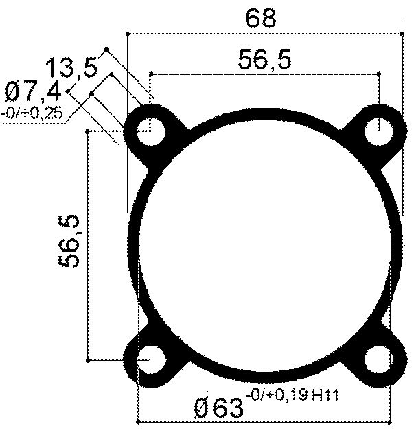 profilo in alluminio per cilindri pneumatici diametro  alesaggio 63mm