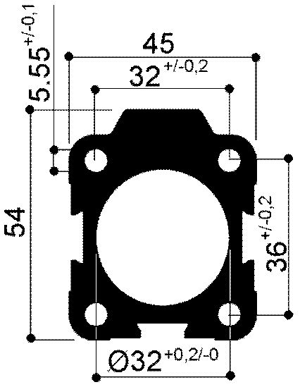 profilo in alluminio per cilindri pneumatici a corsa breve diametro  alesaggio 32mm