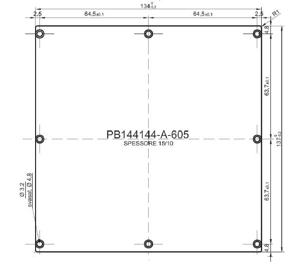 pannello standard in alluminio per art.144x144