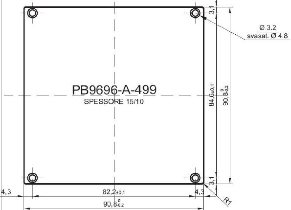 pannello standard in alluminio per art.96x96