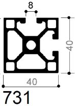 profilo alluminio 40x40 modulare con 3 cave