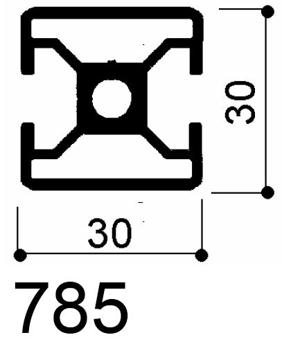 profilo alluminio modulati 2 cave 30x30