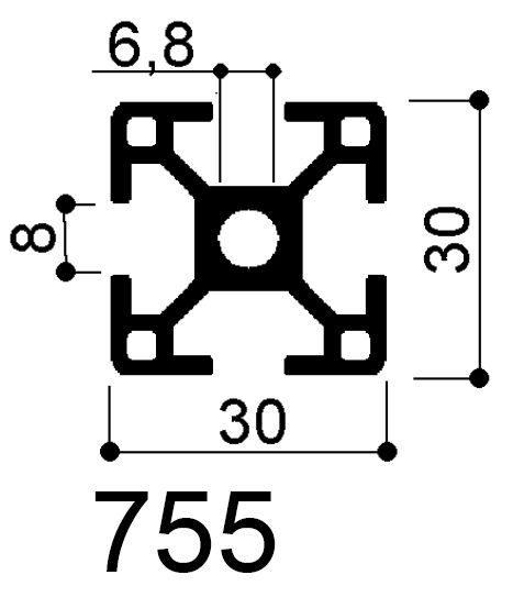 profilo in alluminio 30 x 30 mm modulare