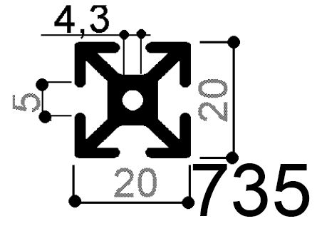 profilo in alluminio 20 x 20 mm modulare