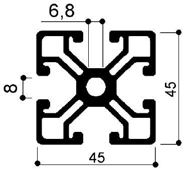 FM792: profilo in alluminio modulare 45x45 con cave